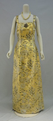 Free download 1950`s Gold Brocade Evening Dress ` Daphne`, Matched With A 1990`s Necklace free photo or picture to be edited with GIMP online image editor